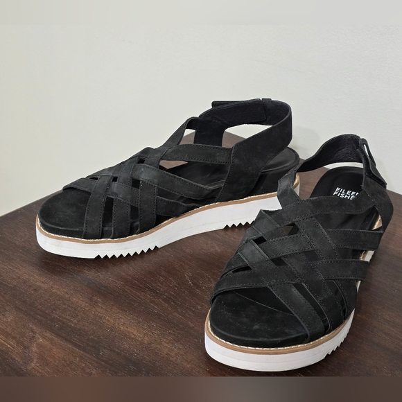 Eileen Fisher Hub Sandal In Black Women's Size 9 - Picture 6 of 12